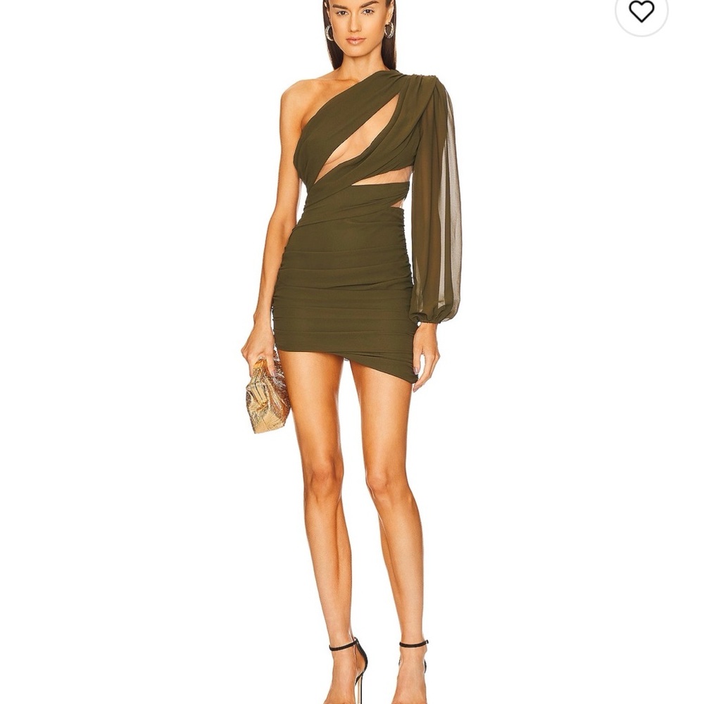 Chic Asymmetrical Olive Dress